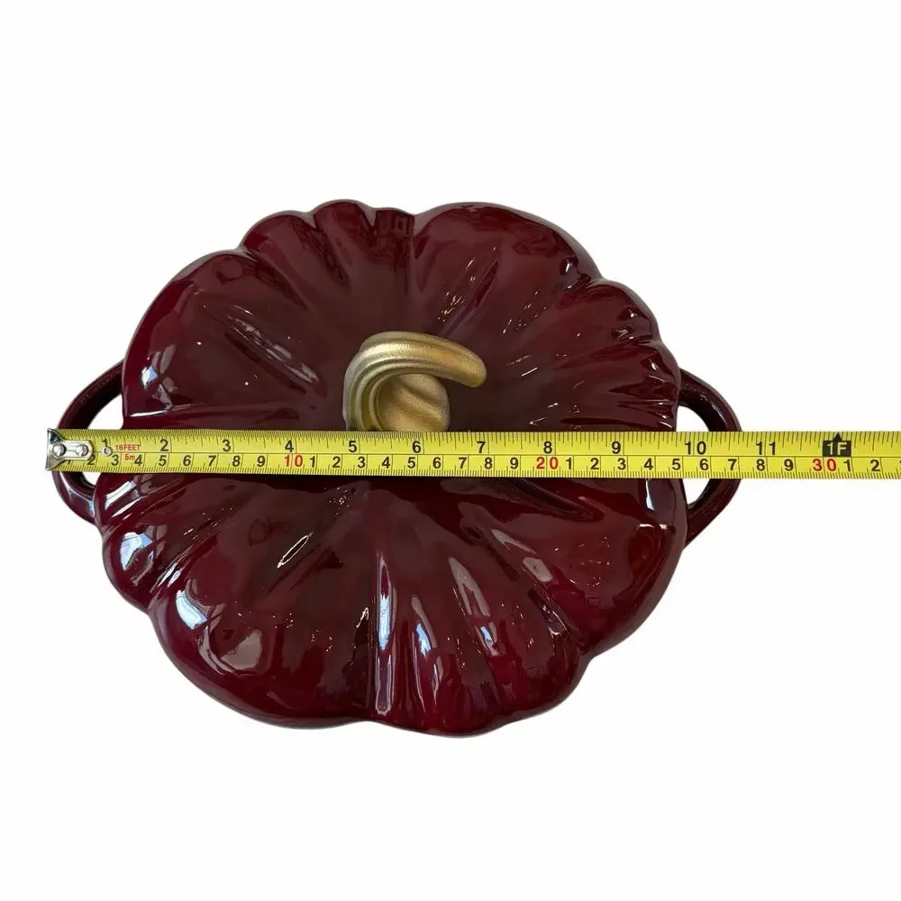 Smith & Clark Ironworks Pumpkin Dutch Oven 4qt Cast Iron Dark Red Enamel NEW